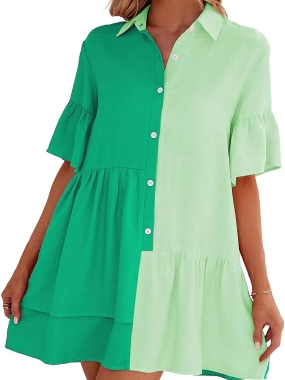 SHEIN Light Mint Button-Up Shirt